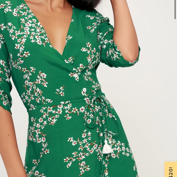 Faithful the brand - Anne Marie Green Floral Print Wrap Midi Dress - Picture 2 of 10